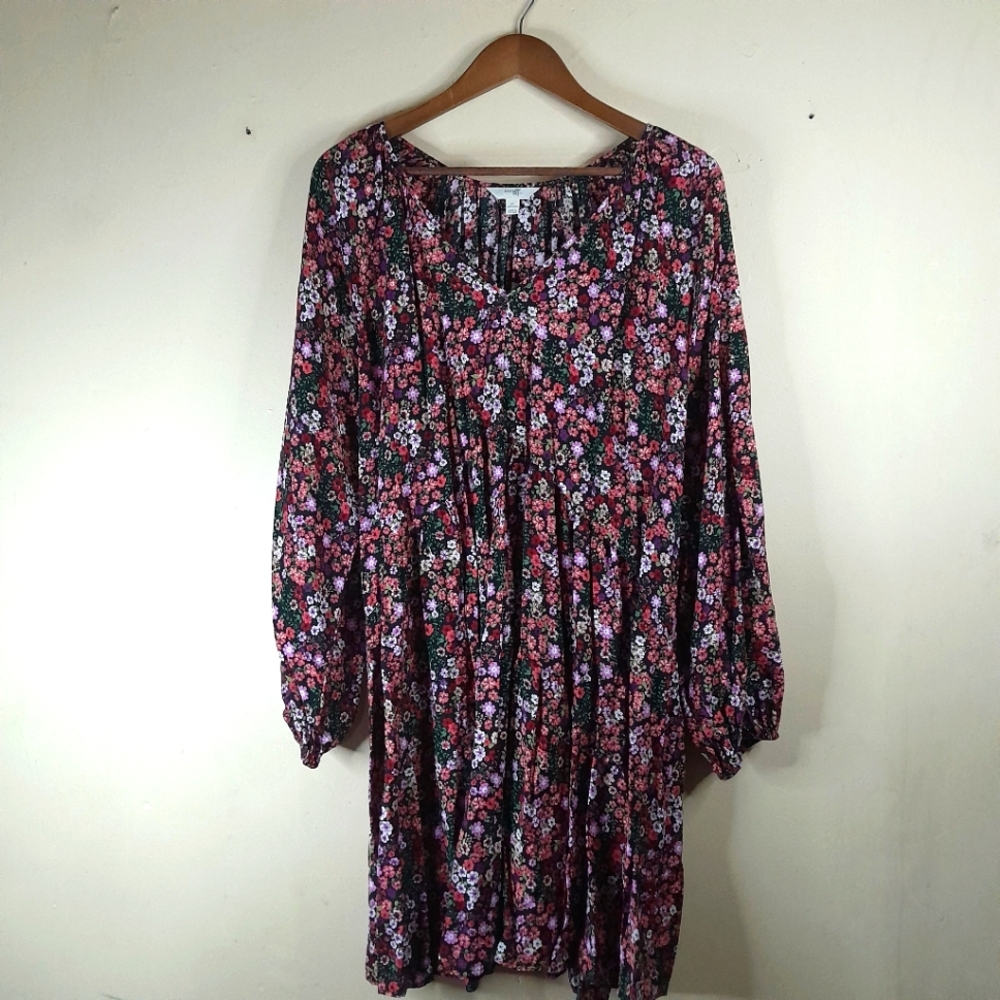 TERA & SKY Long Sleeve Floral Dress 1X
